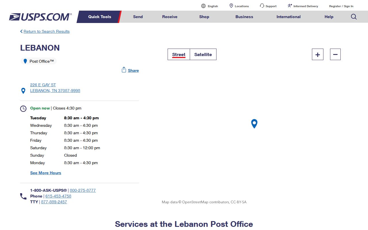 Lebanon ZIP code directory Lebanon Post Office listing